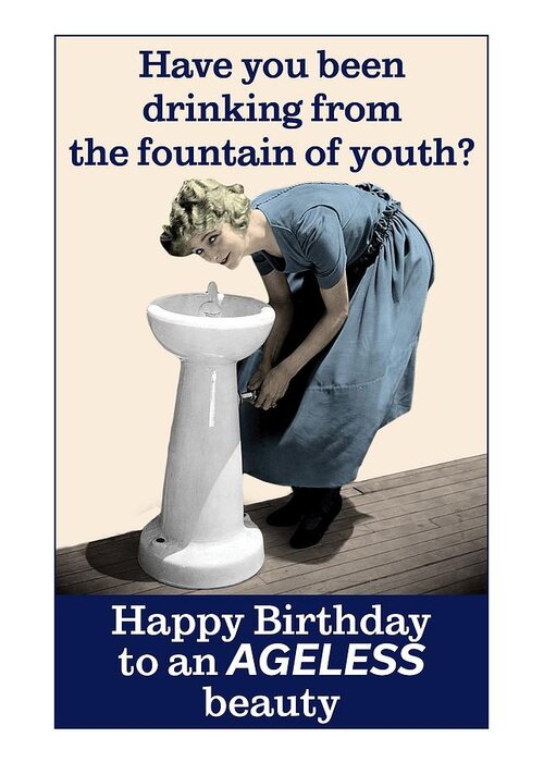 Home & Garden Funny Happy Birthday Discover Fountain of Youth Greeting Card  Greeting Cards & Invitations